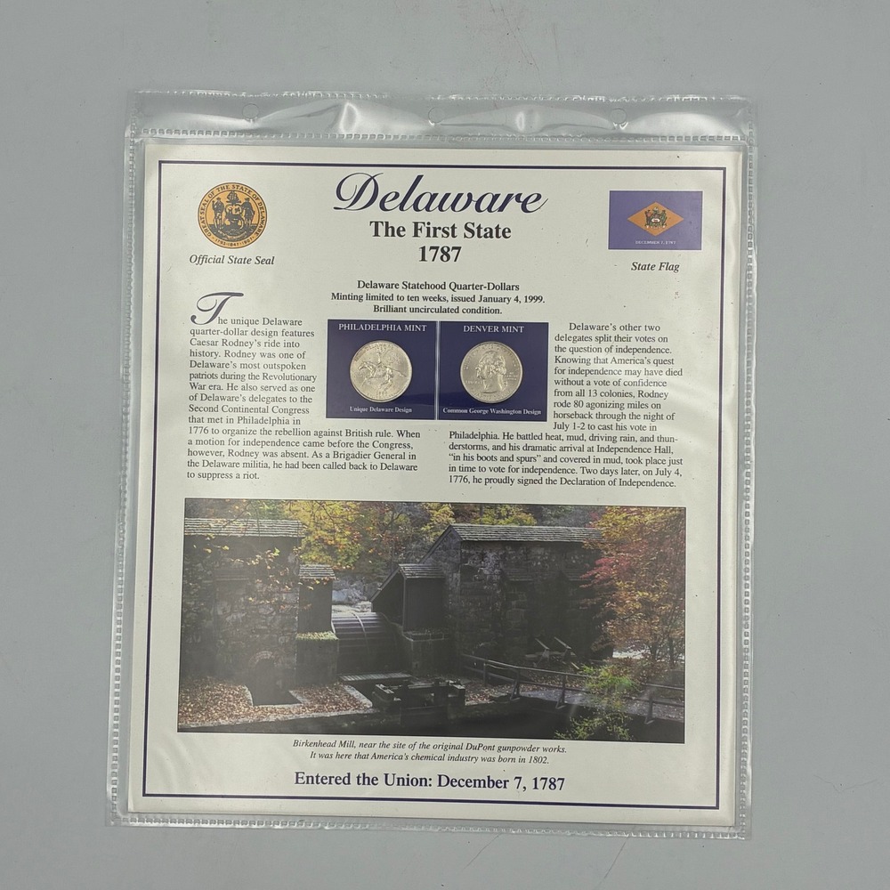 1999‎ Delaware Statehood Quarter Set Philadelphia Denver Mint Uncirculated P D